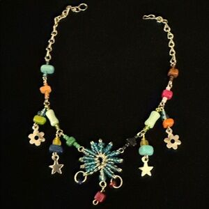 Colorful Beaded anklet with Silver Accents